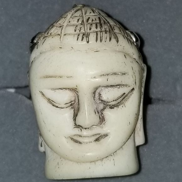 Buddah Head Ivory Ring Ladies Sz. 8 - Picture 1 of 4